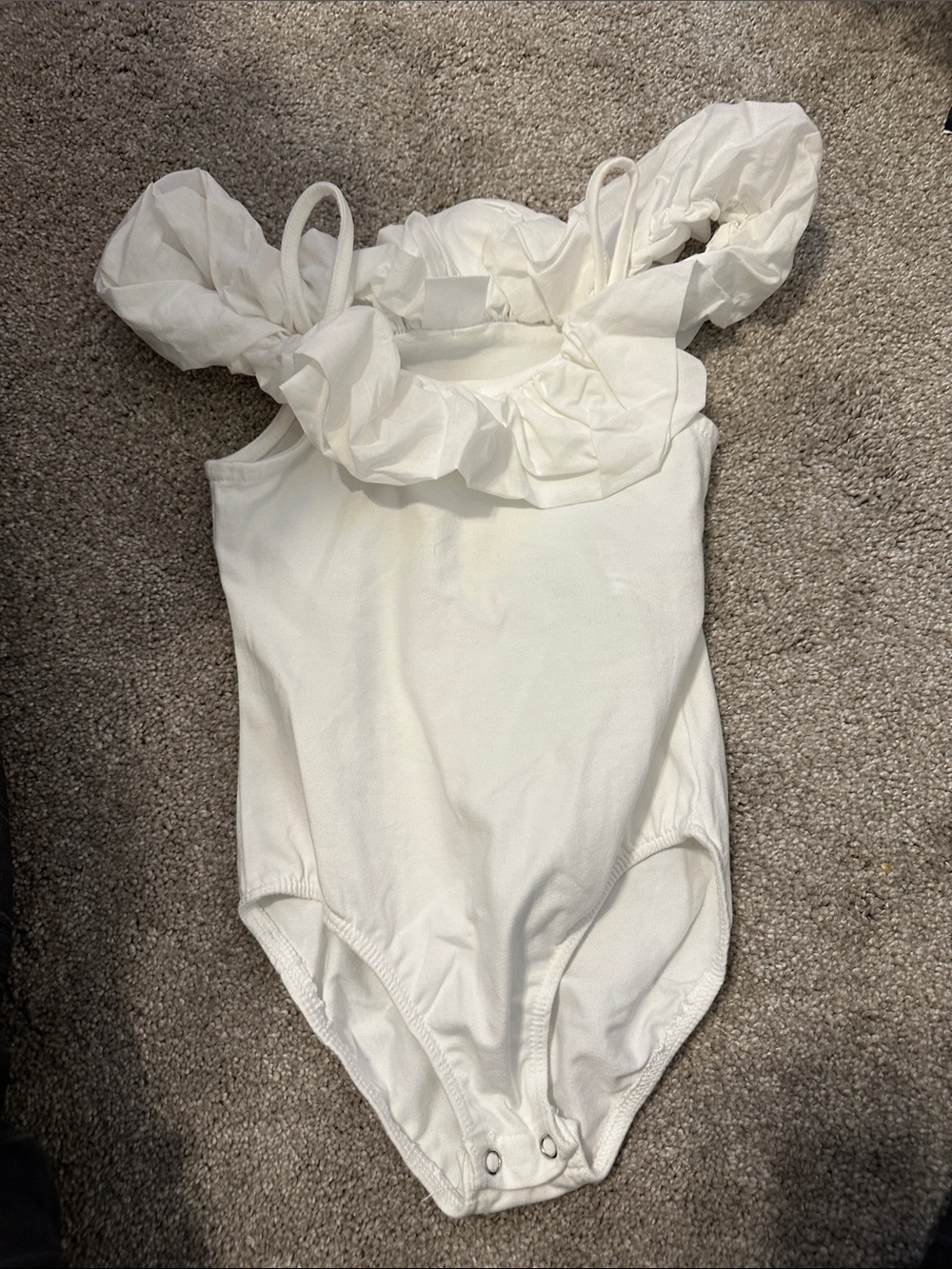 Kids White Ruffle One-Piece tank